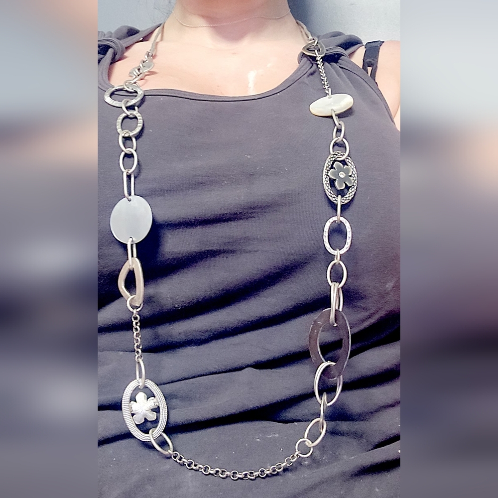 Black and Silver Geometric Statement Necklace